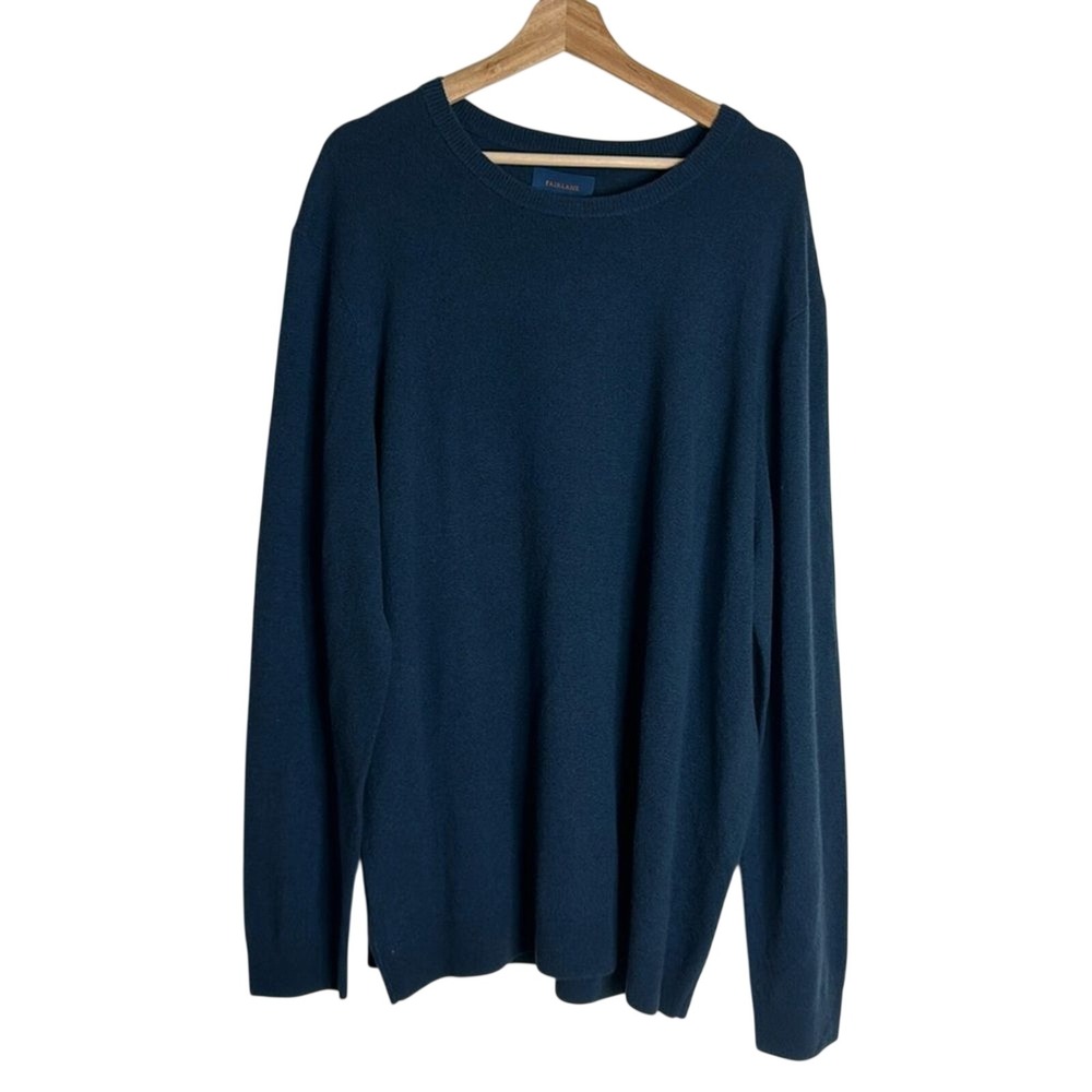 Fairlane Mens Pablo Cashmere wool Blend Crewneck Sweater Turquoise XXL